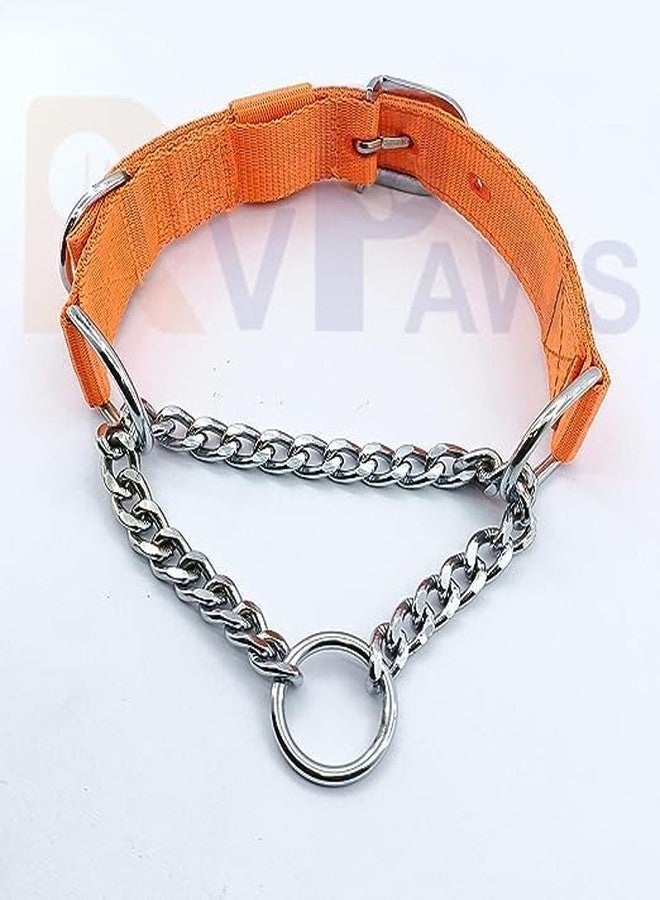 Pups&Pets طوق كلاب متين من النايلون المتين من Pups&Pets، نصف ونصف، بتصميم ماسي، طوله 1.25 بوصة، مثالي لتدريب الكلاب العملاقة والكبيرة (برتقالي). - Image 2